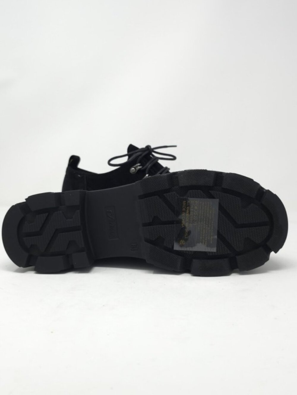 Black Faux Suede Chunky Platform Oxford Casual Lace Up Lug Sole - Picture 5 of 12